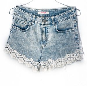 Refuge lace jean shorts